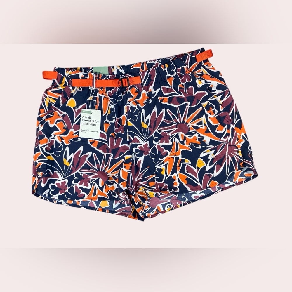 REI Co-op Trailmade Amphib Shorts Women’s XL Floral Belted UPF 50+